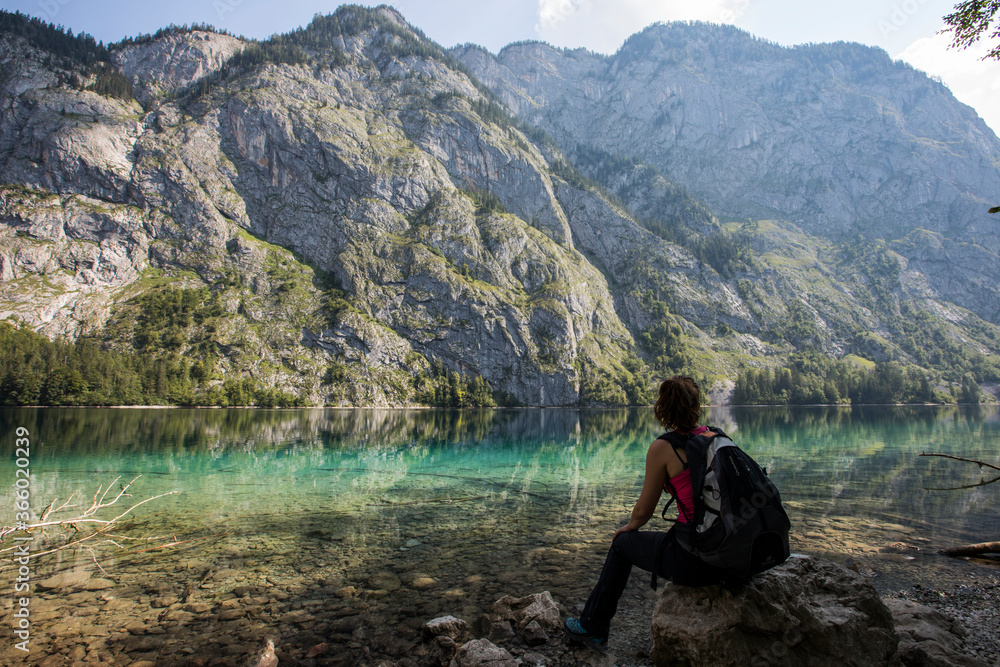 Sunrise in Obersee lake, Bavaria, South Germany. Europe