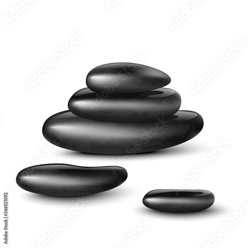 Template of SPA massage stones or rocks realistic vector illustration isolated.