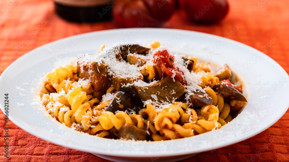Pasta alla norma, a traditional recipie of italian food tradition