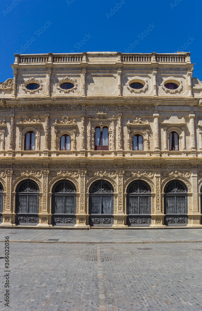 Facade of the town hall at the Plaza San Francisco in Sevilla, Spain