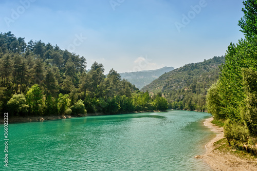 Fototapeta Naklejka Na Ścianę i Meble -  Dam Reservoir From Kadincik 1 Hydroelectric Power Plant, Mersin Turkey