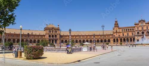 Panorama of the Plaza Espana in Sevilla, Spain © venemama