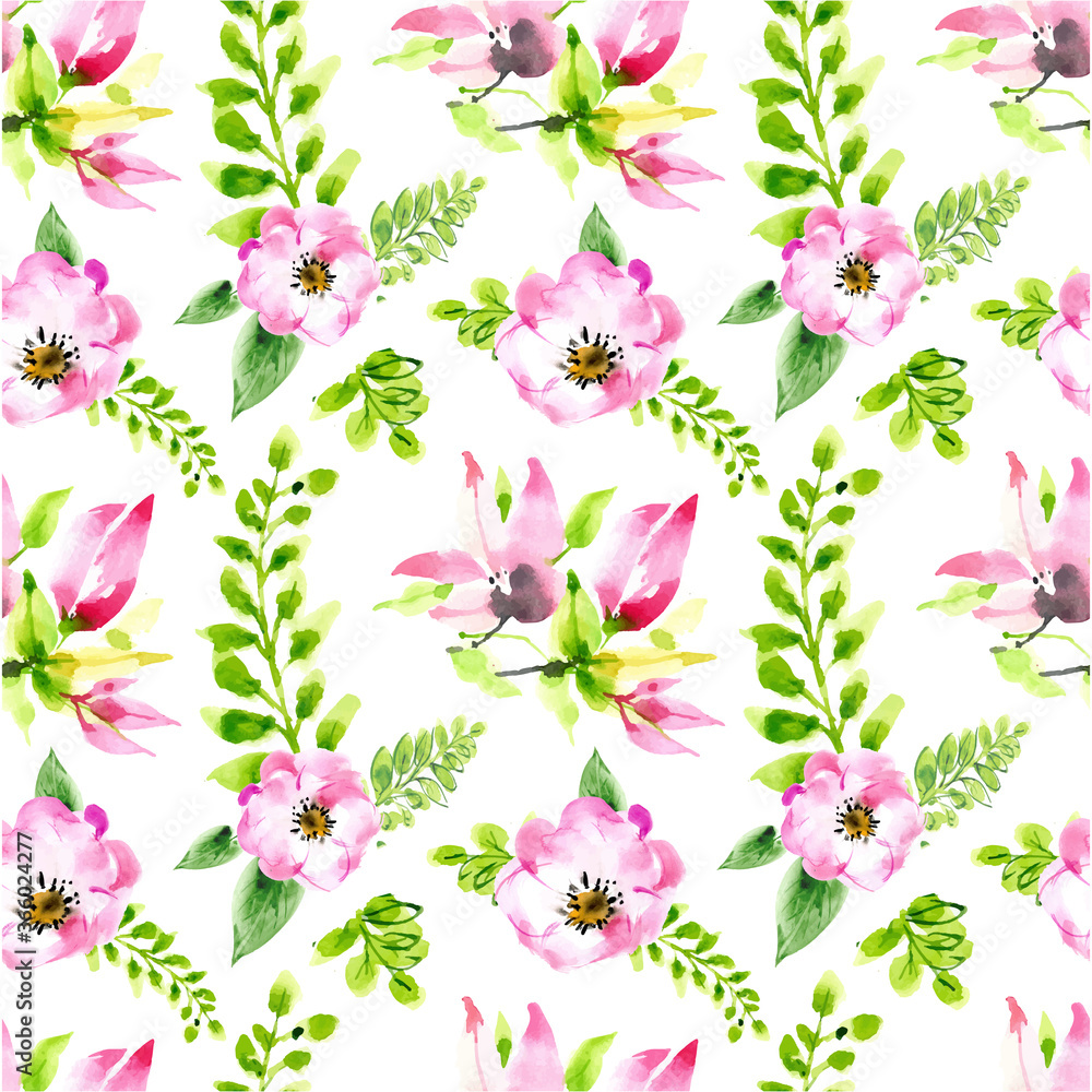 Soft floral watercolor seamless pattern