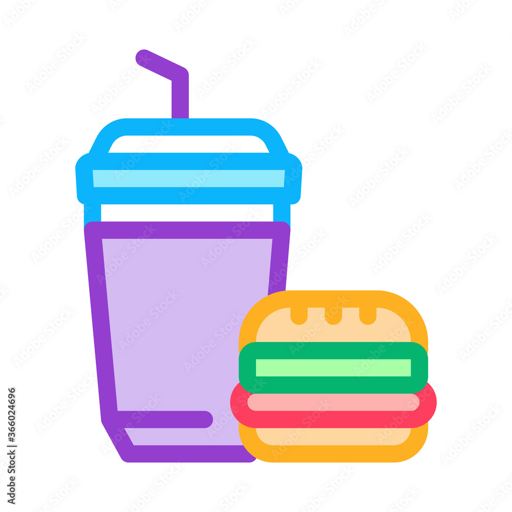food burger and drink cup icon vector. food burger and drink cup sign. color symbol illustration food burger and drink cup icon vector. food burger and drink cup sign. color symbol illustration