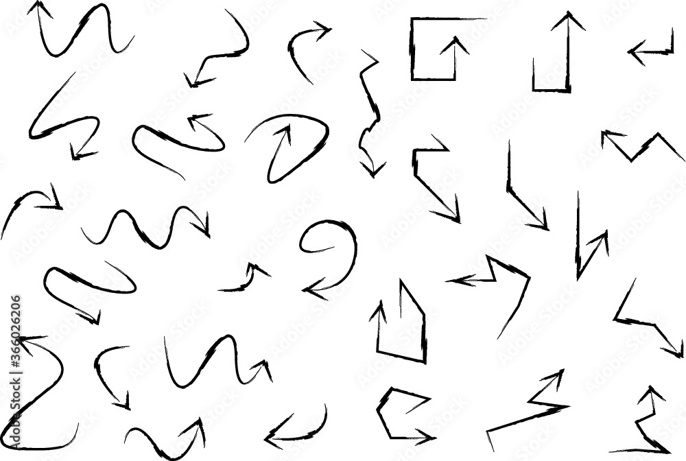 Grunge Dirt Arrow Vector. Dry Brush Stroke . Curved arrow set . sideways. black sign. element for your design . distressed direction Grunge Dirt Arrow Vector. Dry Brush Stroke . Curved arrow set . sideways. black sign. element for your design . distressed direction