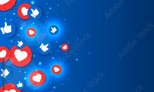 Social media concept blue background. Abstract icons of social networks.
