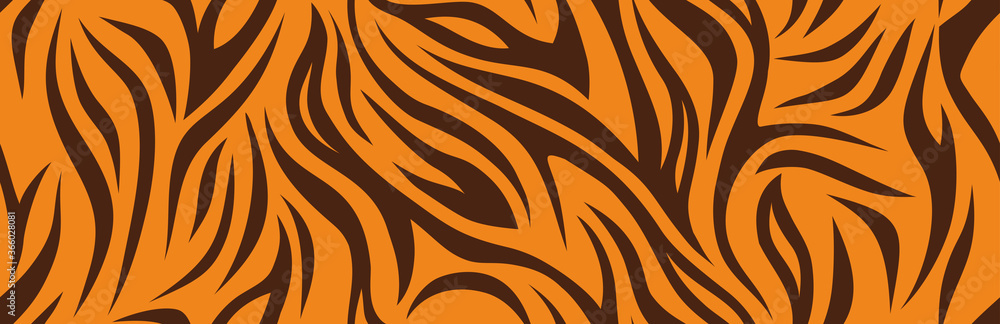 Tiger stripes pattern, animal skin, line background. Vector cartoon style  seamless texture Stock Vector | Adobe Stock