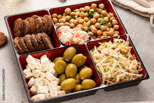 Lunchbox with Healthy Salad,Cookies. Bento for Office or Work Lunch