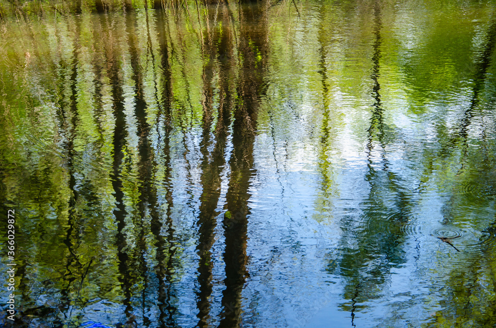 Colorful reflection of the environment on the water surface Colorful reflection of the environment on the water surface