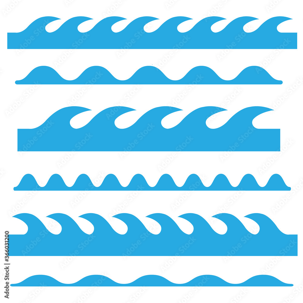 Wave icons set. Waves outline icon. Wave thin line symbol Wave icons set. Waves outline icon. Wave thin line symbol