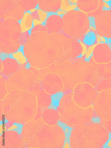 Retro smooth illustration of striped circles pattern. 3d rendering