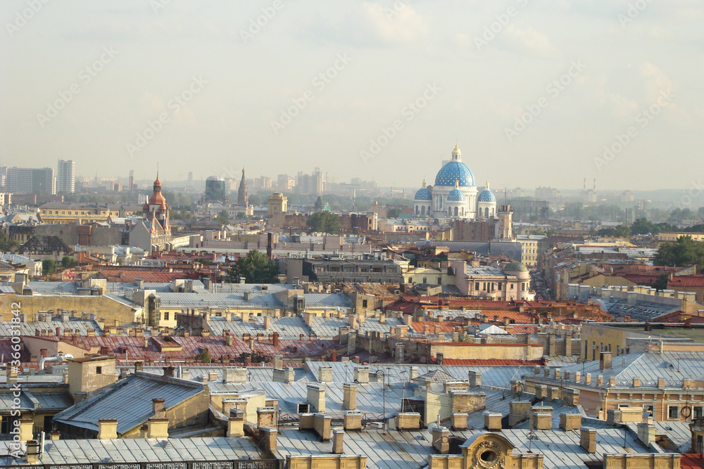 St. Petersburg view of the rooftops in the city center and the cathedral