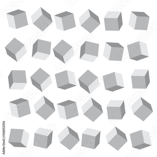 Cube 3d models. Realistic 3d cubes with shadows