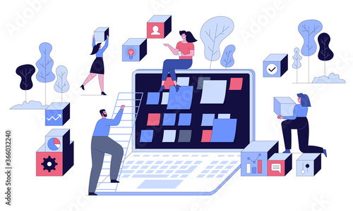 Vector character illustration of online task management, time planning