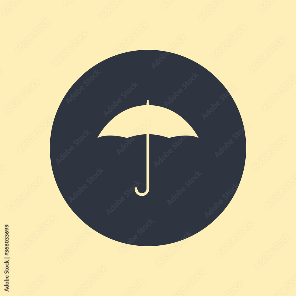 Umbrella Icon Shape. vector symbol on round background