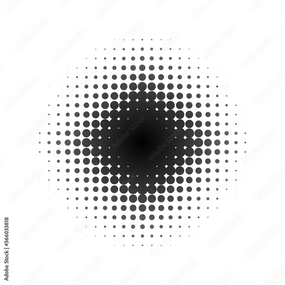 Schwarzer Stern aus Punkten auf weißem Hintergrund