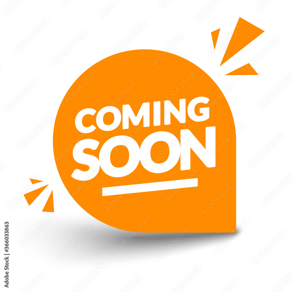 Vector Illustration Round Orange Coming Soon Label. Modern Web Banner.