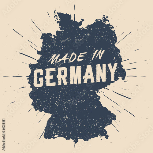 Vector Illustration Hand Drawn Made In Germany Stamp With Silhouette Of Country