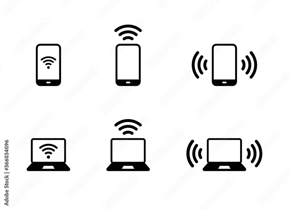 Φωτογραφία スマホとWi-Fiのアイコンのセット／通信／インターネット／電波