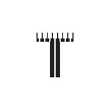 letter T with keyboard piano logo vector