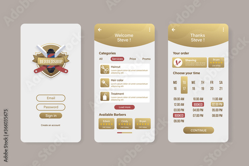 Barber shop booking application template photo