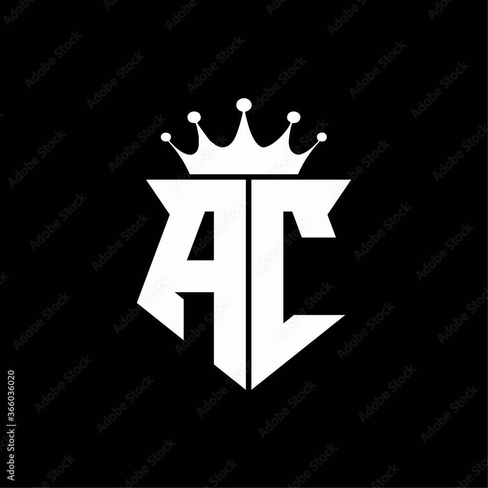ac logo monogram shield shape with crown design template Stock Vector ...