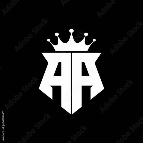 aa logo monogram shield shape with crown design template