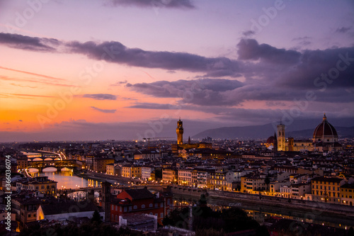 Amazing purple and orange sunset in Florence.