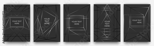 Obraz na płótnie Silver metallic on black. A4 layout for modern design. Luxury templates for corporate printing. w salonie
