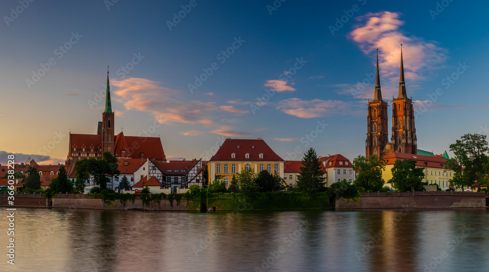 Wroclaw, Poland- Panorama of the historic and historic part of the old town 