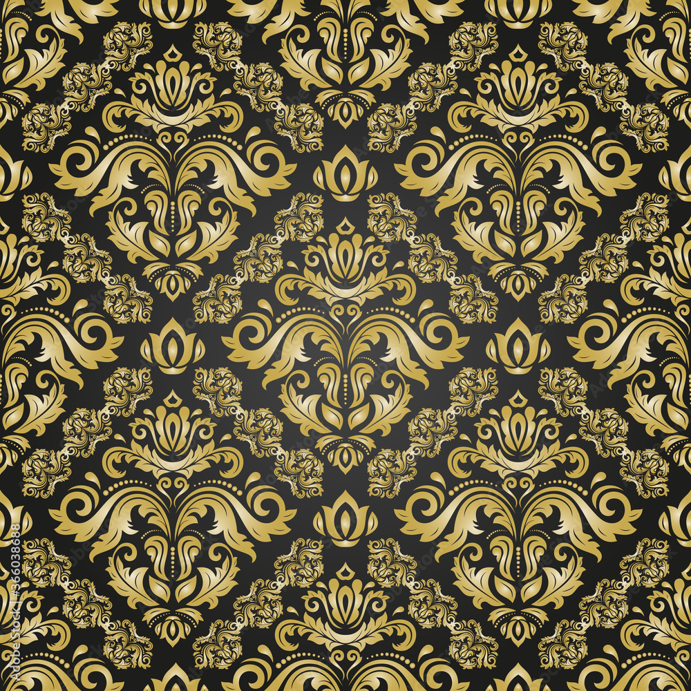 Orient vector classic pattern. Seamless abstract background with vintage elements. Orient background. Black and golden ornament for wallpaper and packaging Orient vector classic pattern. Seamless abstract background with vintage elements. Orient background. Black and golden ornament for wallpaper and packaging