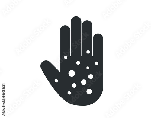 Hand rash icon. Damaged skin icon. eczema hand asking vector illustration. 