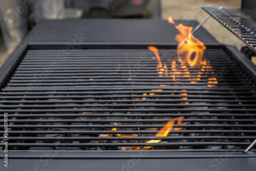 Barbecue clean grate, empty.  BBQ, grill grate photo