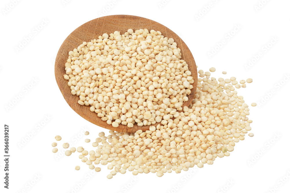white quinoa seeds in wooden bowl isolated on white background with clipping path and full depth of field white quinoa seeds in wooden bowl isolated on white background with clipping path and full depth of field