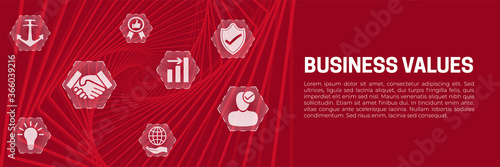 Business Values Abstract Banner Background with Icons