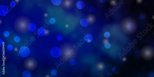 Light BLUE vector background with circles, stars. Abstract illustration with colorful shapes of circles, stars. Pattern for booklets, leaflets.