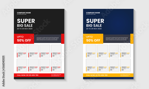 Product sale flyer design template color for sales offer promotion with product images