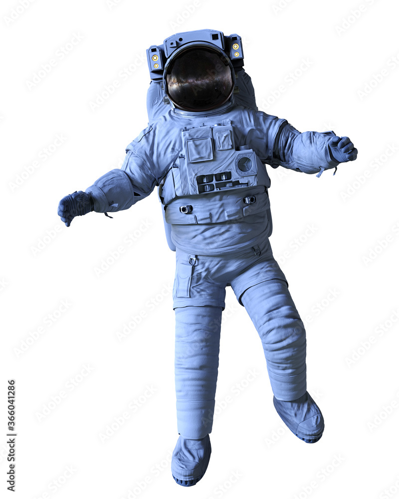 astronaut during spacewalk, isolated on white background