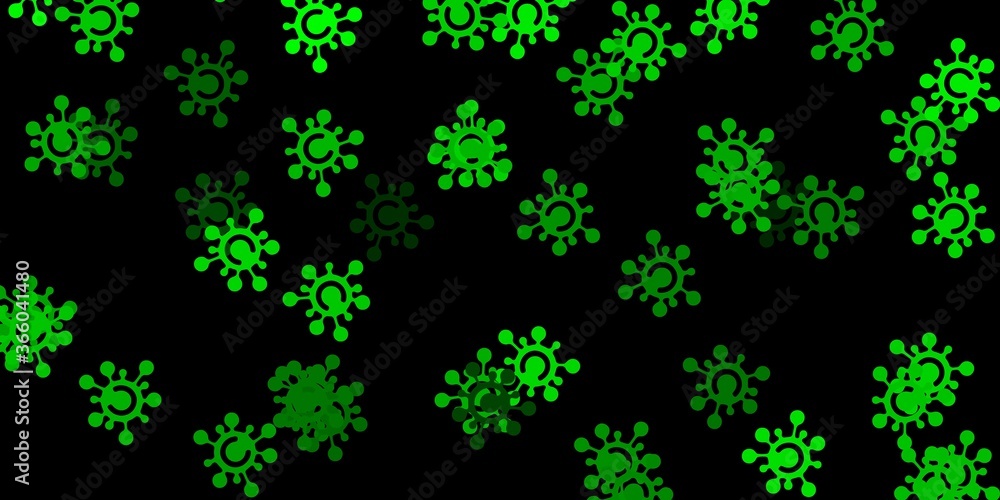 Dark green, yellow vector backdrop with virus symbols.