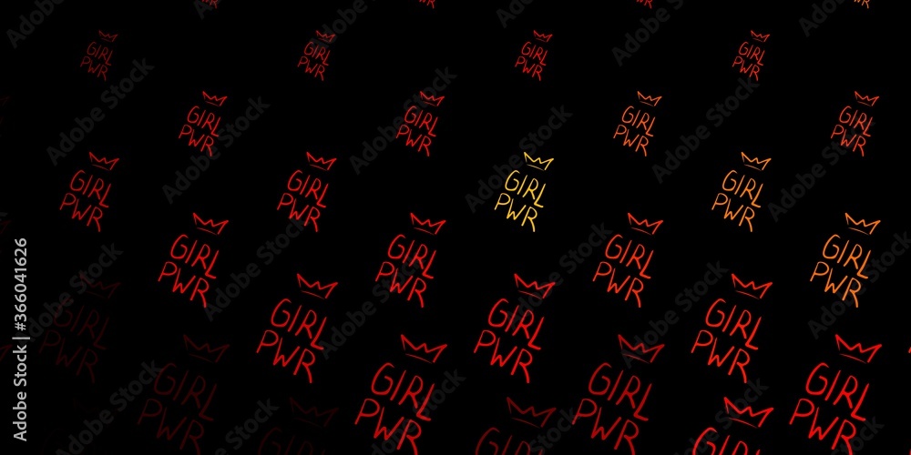 Dark Orange vector backdrop with woman's power symbols. Dark Orange vector backdrop with woman's power symbols.