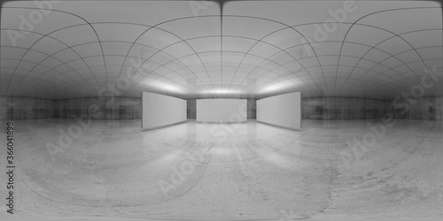 360 degree panorama, empty white room interior photo