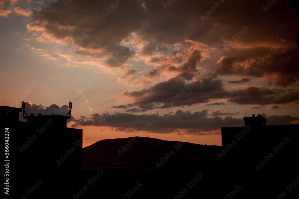 Evening cloud formations at the sky