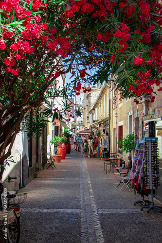 Ruelle fleurie de la ville d'Aigues-Mortes