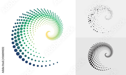 abstract halftone swirl pattern in differents color.