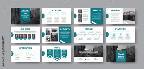 Brochure presentation with infographics, with photo, arrows, booklet cover for annual report with corporate identity.