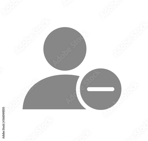 User profile with minus grey icon. Rejected customer, unfollow symbol