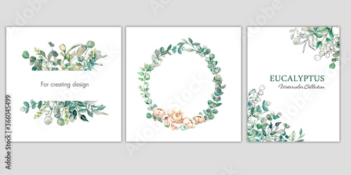 Watercolor illustration. Floral template