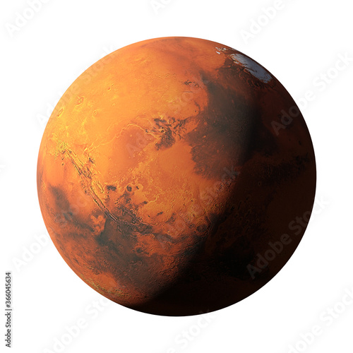 planet Mars isolated on white background