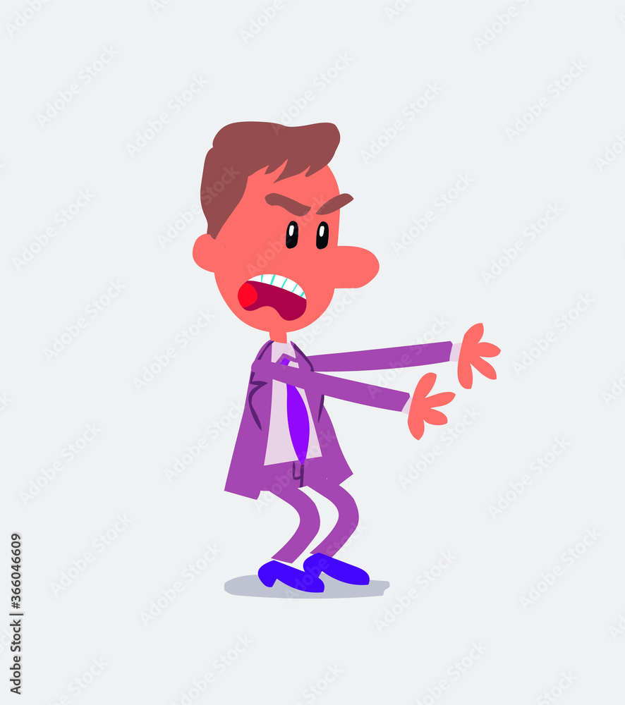 Very angry businessman pointing at something in isolated vector illustration Very angry businessman pointing at something in isolated vector illustration