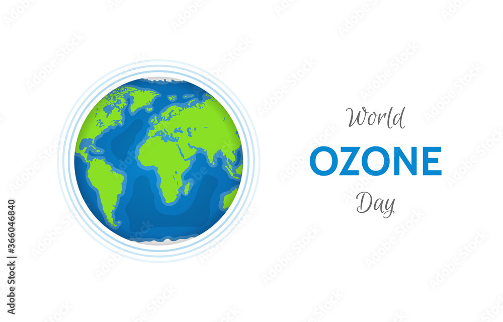 World ozone layer day. Green eco and save Earth. 16 September. Vector illustration